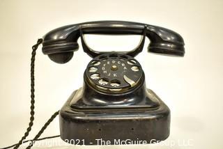 Vintage Black Bakelite Rotary Dial Telephone. 