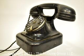 Vintage Black Bakelite Rotary Dial Telephone. 