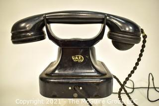 Vintage Black Bakelite Rotary Dial Telephone. 