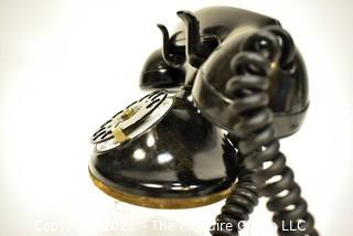 Vintage Black Bakelite Rotary Dial Telephone. 