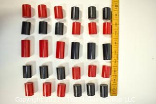 25 Vintage Black & Red Bakelite Drawer Pulls or Knobs. Various Sizes. 