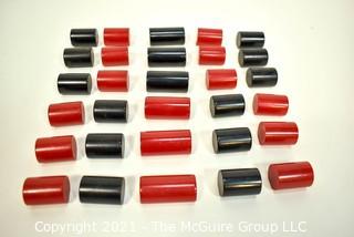 25 Vintage Black & Red Bakelite Drawer Pulls or Knobs. Various Sizes. 