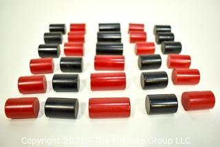 25 Vintage Black & Red Bakelite Drawer Pulls or Knobs. Various Sizes. 