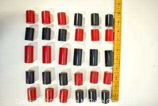 25 Vintage Black & Red Bakelite Drawer Pulls or Knobs. Various Sizes. 