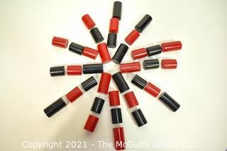 (36) Vintage Black & Red Bakelite Drawer Pulls or Knobs. Various Sizes.