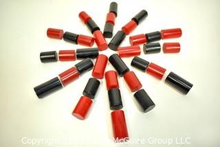 (36) Vintage Black & Red Bakelite Drawer Pulls or Knobs. Various Sizes.