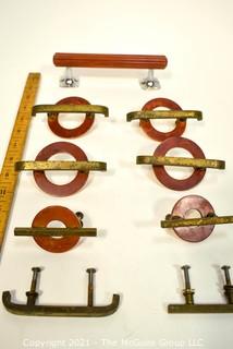 Group of Vintage Art Deco Style Drawer Pulls or Knobs with Bakelite Surrounds