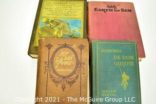 Book Titles: "The Earth For Sam", "Last Days of Pompei", "The Arabian Knights" and "Don Quijote"