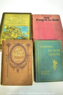 Book Titles: "The Earth For Sam", "Last Days of Pompei", "The Arabian Knights" and "Don Quijote"