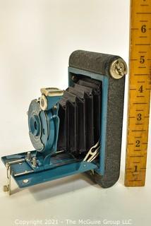 Teal Blue Rainbow Hawkeye Vest Pocket Folding Kodak Camera.