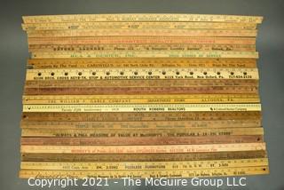 Collection of Vintage Wooden Advertising or Promotional Yardsticks Rulers. 