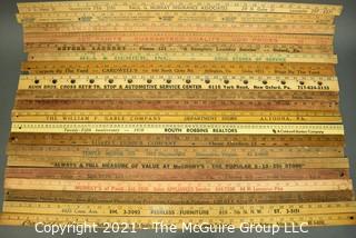 Collection of Vintage Wooden Advertising or Promotional Yardsticks Rulers. 