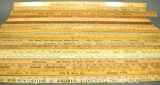 Collection of Vintage Wooden Advertising or Promotional Yardsticks Rulers. 