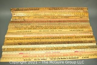 Collection of Vintage Wooden Advertising or Promotional Yardsticks Rulers. 