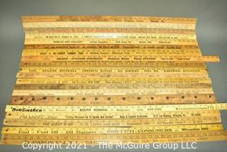 Collection of Vintage Wooden Advertising or Promotional Yardsticks Rulers