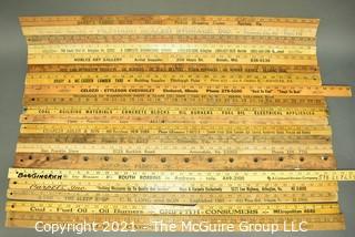 Collection of Vintage Wooden Advertising or Promotional Yardsticks Rulers