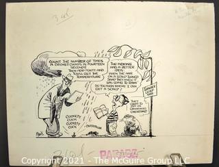 Vintage Al Banx Signed Cartoon Board.