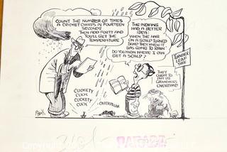 Vintage Al Banx Signed Cartoon Board.