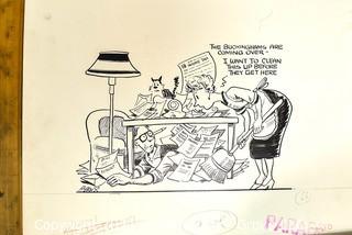 Vintage Al Banx Signed Cartoon Board.