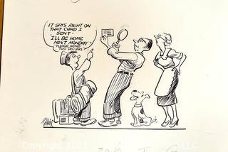 Vintage Al Banx Signed Cartoon Board.