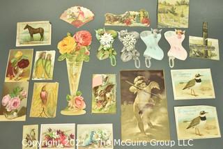 Collection of Vintage Color Lithograph Trade Cards Featuring Women and Children.  Includes Soap,Cologne Shoe Makers etc.