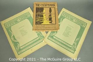 Two KERAMIC STUDIO Magazines for the Potter and Decorator and One The Craftsman Magazine, June 1910.  The Craftsman was a magazine founded by Gustav Stickley in 1901 which carried house designs that created the American Craftsman architectural style.