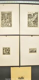 Set of Five Unframed Pencil Signed Limited Edition Woodcuts By Martin Silverman of Jerusalem.  