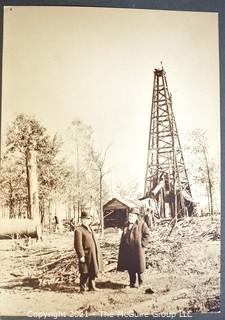 B & W Photo of Oil Tycoons in the Field; signed Charlette Brandt on Verso