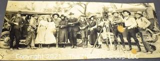 Vintage Black & White Sepia Toned Photograph of Silent Movie Film Set on Location. 