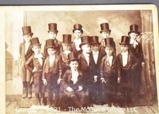 Vintage Black & White Sepia Tone Photographs of Young Children Dressed as Bride & Groom and in Top Hats 