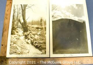 Two (2) Antique Sepia Tone Black and White Photos of Staten Island New York, Circa 1800's Pre Development. Stamped by Photographer, Fred C. Fair. Entitled Staten Island Stream and The Storm.  