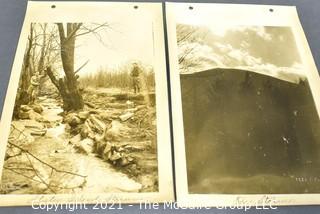 Two (2) Antique Sepia Tone Black and White Photos of Staten Island New York, Circa 1800's Pre Development. Stamped by Photographer, Fred C. Fair. Entitled Staten Island Stream and The Storm.  