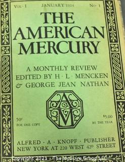 Book: "The American Mercury", 1924. A Monthly Review Edited by H L Mencken and George Jean Nathan