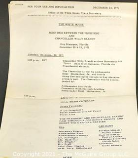 1971 Nixon White House Trip Press Schedule 