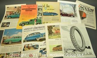 Collection of Vintage Color Loose Page Magazine Advertisements - 1950's Cars