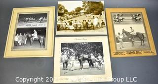 Four (4) Vintage Black & White Photographs of Horse Racing.