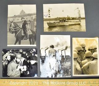 Group of Vintage Black & White Photographs Including Soldiers and Fidel Castro.