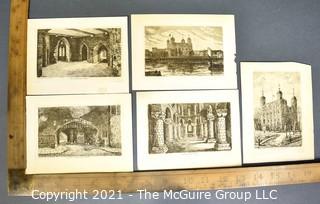 Five (5) Black & White Sepia Tone Lithographs of Landscapes. 