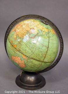 Vintage World Globe on Cast Iron Base.