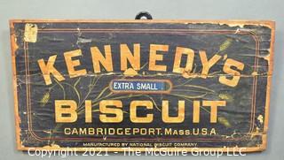 Antique 19th Century Kennedy's Newton National Biscuit Co. Wooden Crate Wall Plaque. Measures 10" x 21".