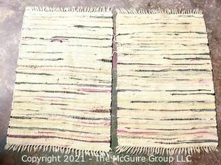 Two Vintage Rag Area Rugs.  Each Measures 24 x 36"