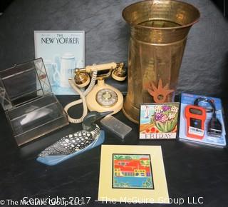 Household Collection including telephone and faux silver bar 