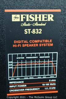 Vintage Pair of Fisher ST-832 Stereo Speakers.  Each Measure 13" x 18" x 32".