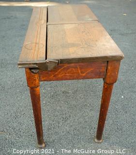 Antique Primitive Double Sided School Desk. 16" x 18" x 36".