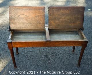 Antique Primitive Double Sided School Desk. 16" x 18" x 36".