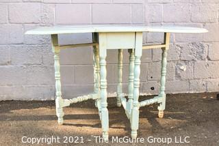 Antique Painted Wood Rectangular Narrow Gateleg Table. Measures 31"T x 47"W when open, 12" when closed.