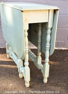 Antique Painted Wood Rectangular Narrow Gateleg Table. Measures 31"T x 47"W when open, 12" when closed.