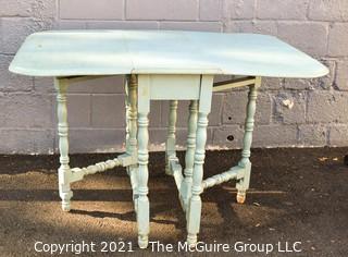 Antique Painted Wood Rectangular Narrow Gateleg Table. Measures 31"T x 47"W when open, 12" when closed.