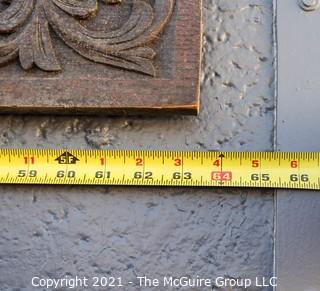 Antique Victorian Lion Carved Dark Wood Panel. Measures 64" x 6".