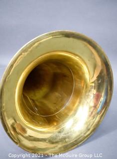 13 x 36" Brass Horn; likely was attached to a musical instrument